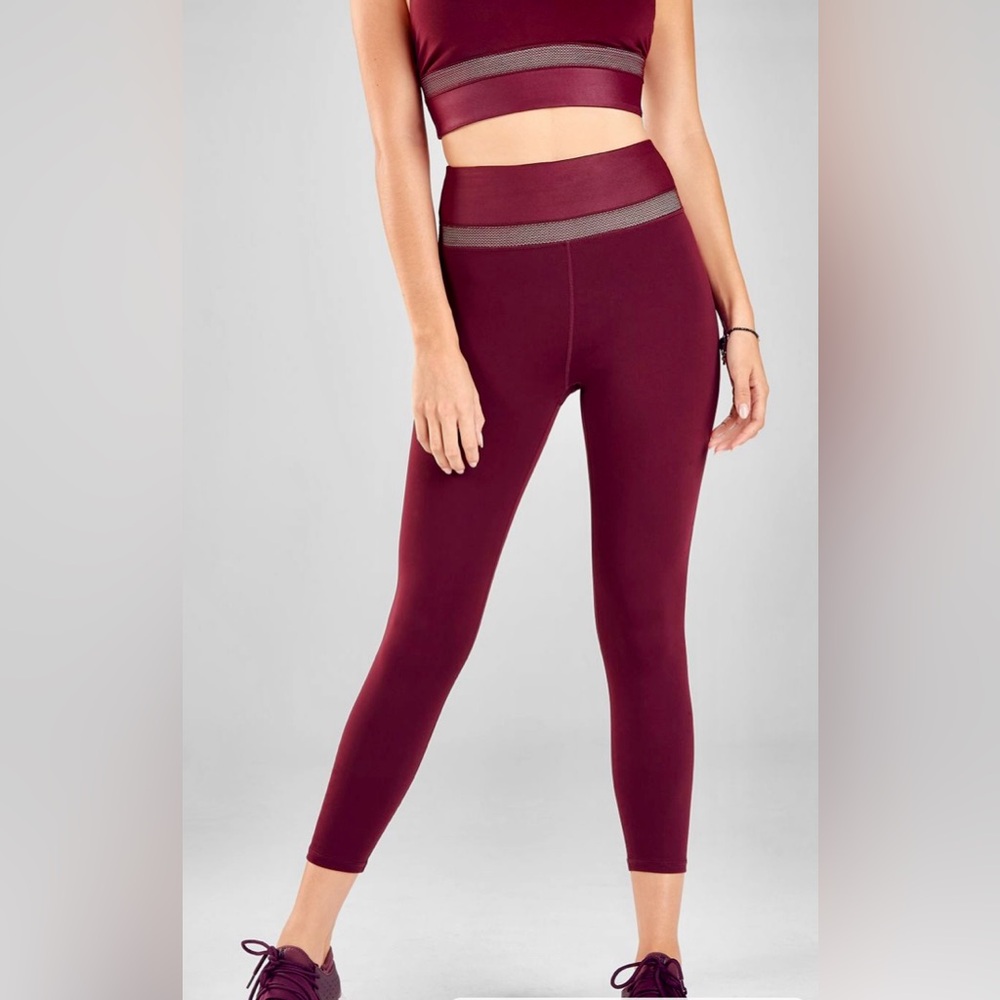 Fabletics Define PowerHold® High-Waisted Capri in Wine Violet SZ S